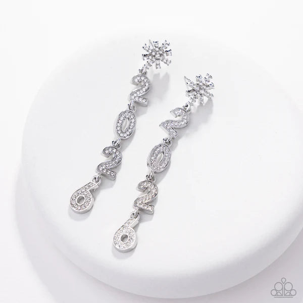 Paparazzi Ring In The Shimmer - White Rhinestone Snowflake 2026 Post Earrings Life Of The Party November 2025