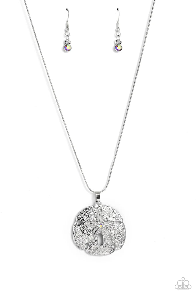 Seize The Sand Dollar Pink UV Rhinestone Necklace Paparazzi N1613