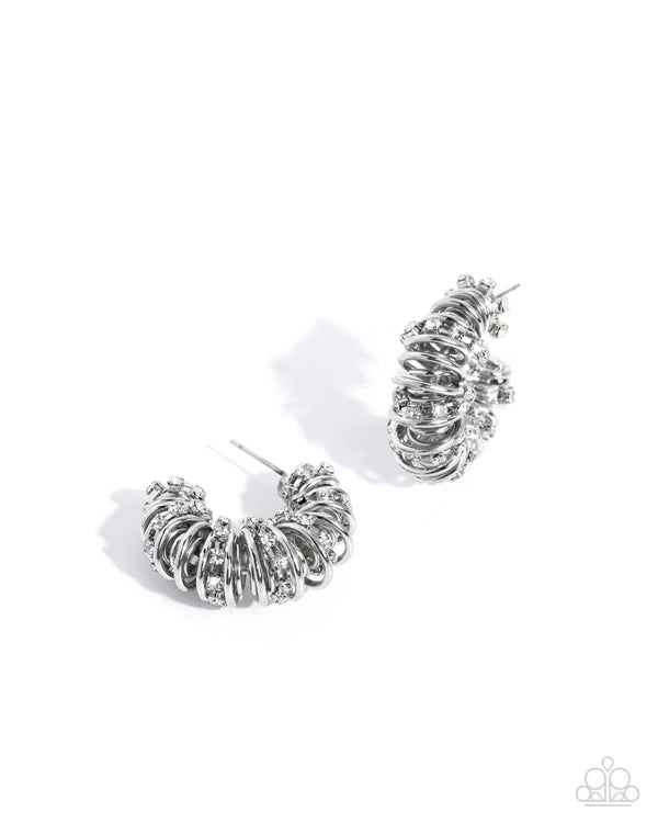 Paparazzi Serrated Sophistication White Hoop Earring Gimme The Glitz 2026 #10 E3361