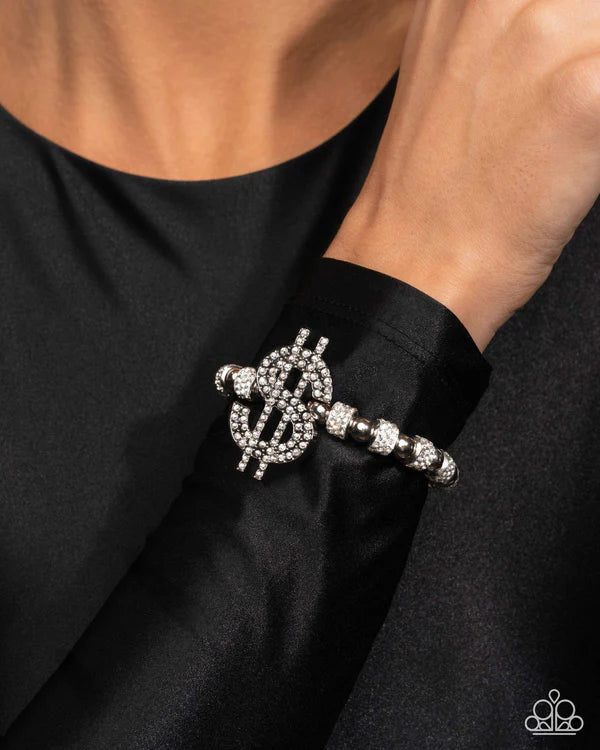 Paparazzi Wealthy Whimsy - White Rhinestone Stretch Bracelet July 2026 Life Of The Party