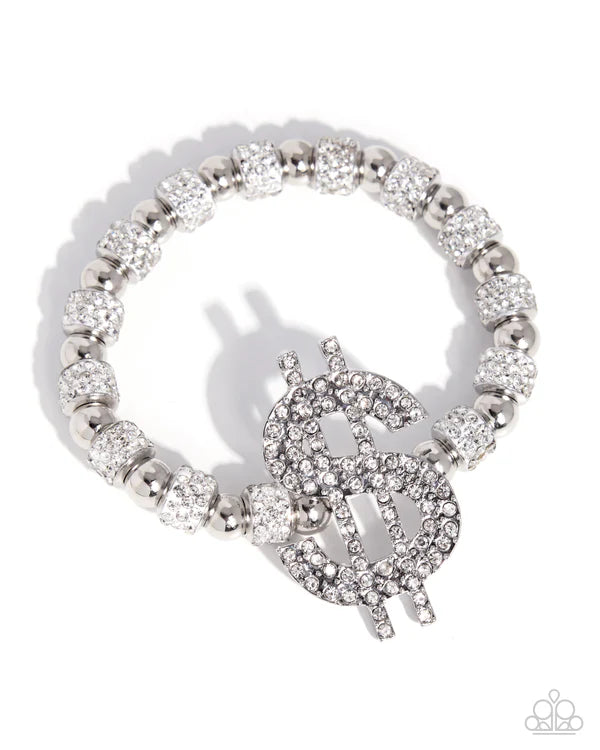 Paparazzi Wealthy Whimsy - White Rhinestone Stretch Bracelet July 2026 Life Of The Party
