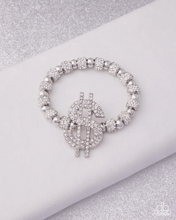 Paparazzi Wealthy Whimsy - White Rhinestone Stretch Bracelet July 2026 Life Of The Party