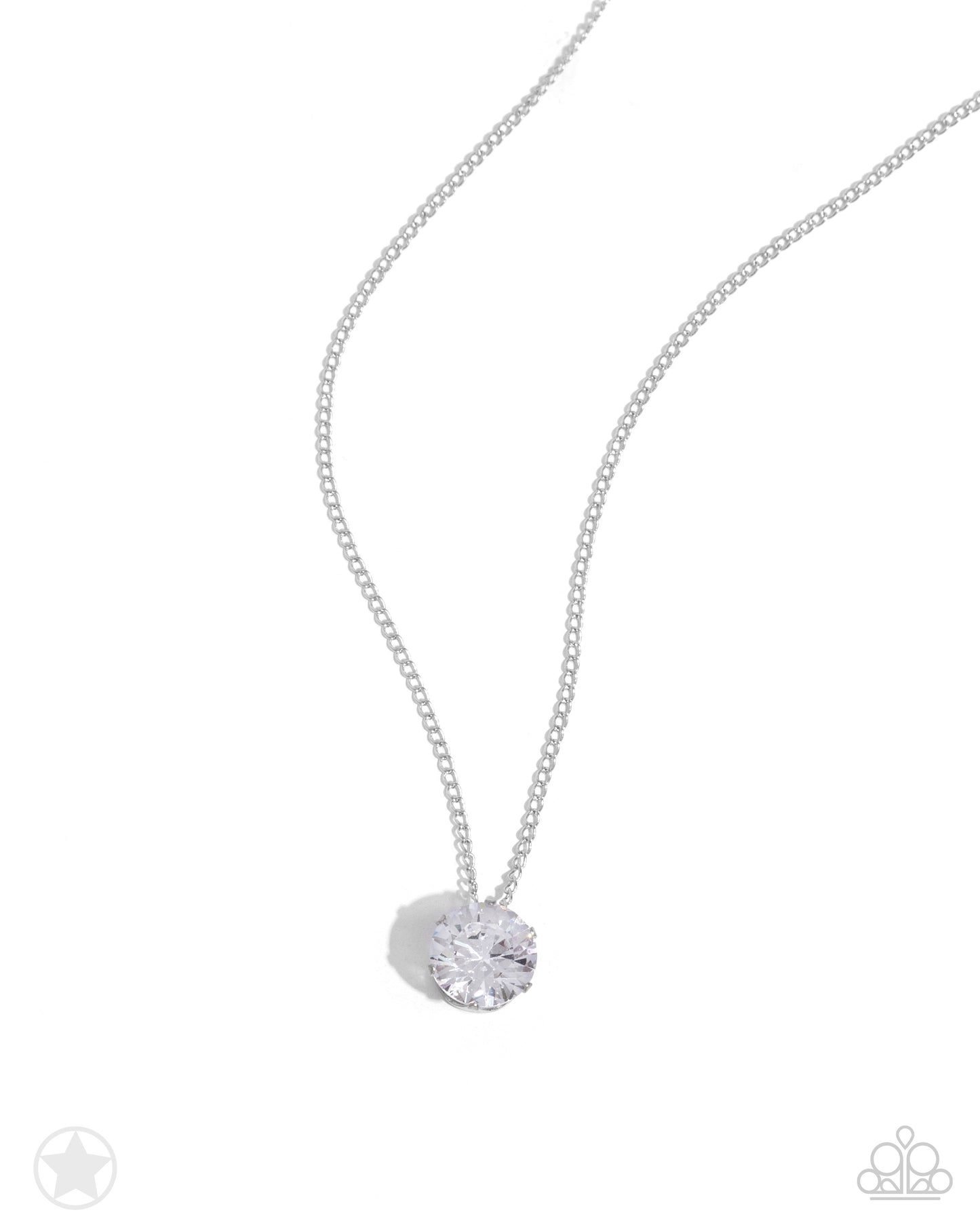 What A Gem White Rhinestone Stunning Solitaire Blockbuster Necklace N0136