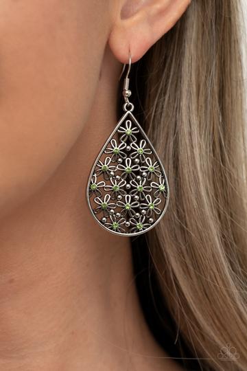 Tick, Tick, Bloom Green Earring Paparazzi E0126