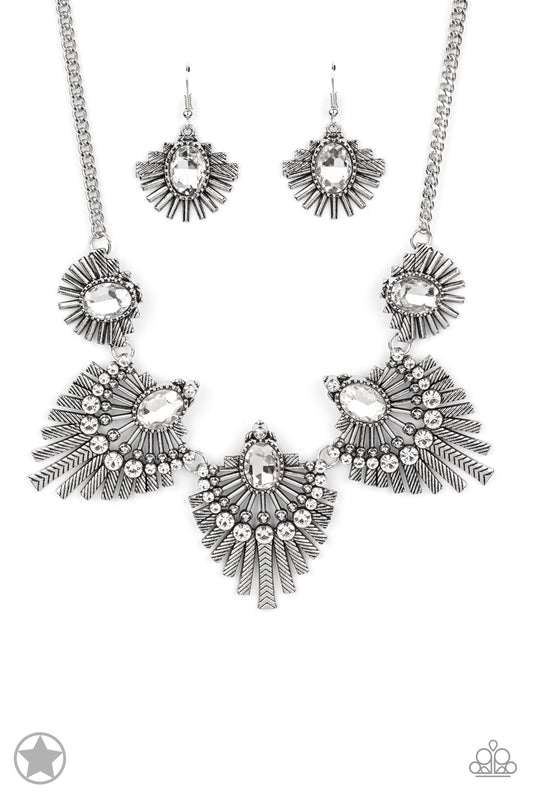 Miss YOU-niverse White Rhinestone Blockbuster Necklace Paparazzi N0005
