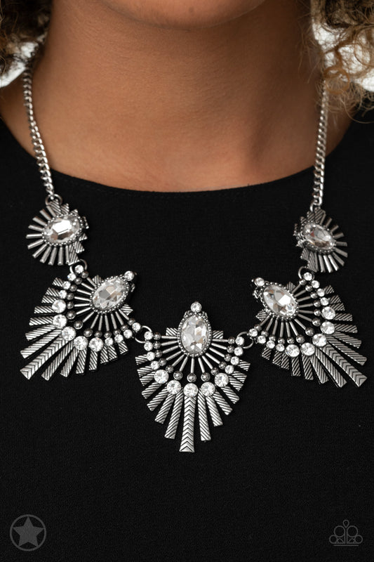 Miss YOU-niverse White Rhinestone Blockbuster Necklace Paparazzi N0005