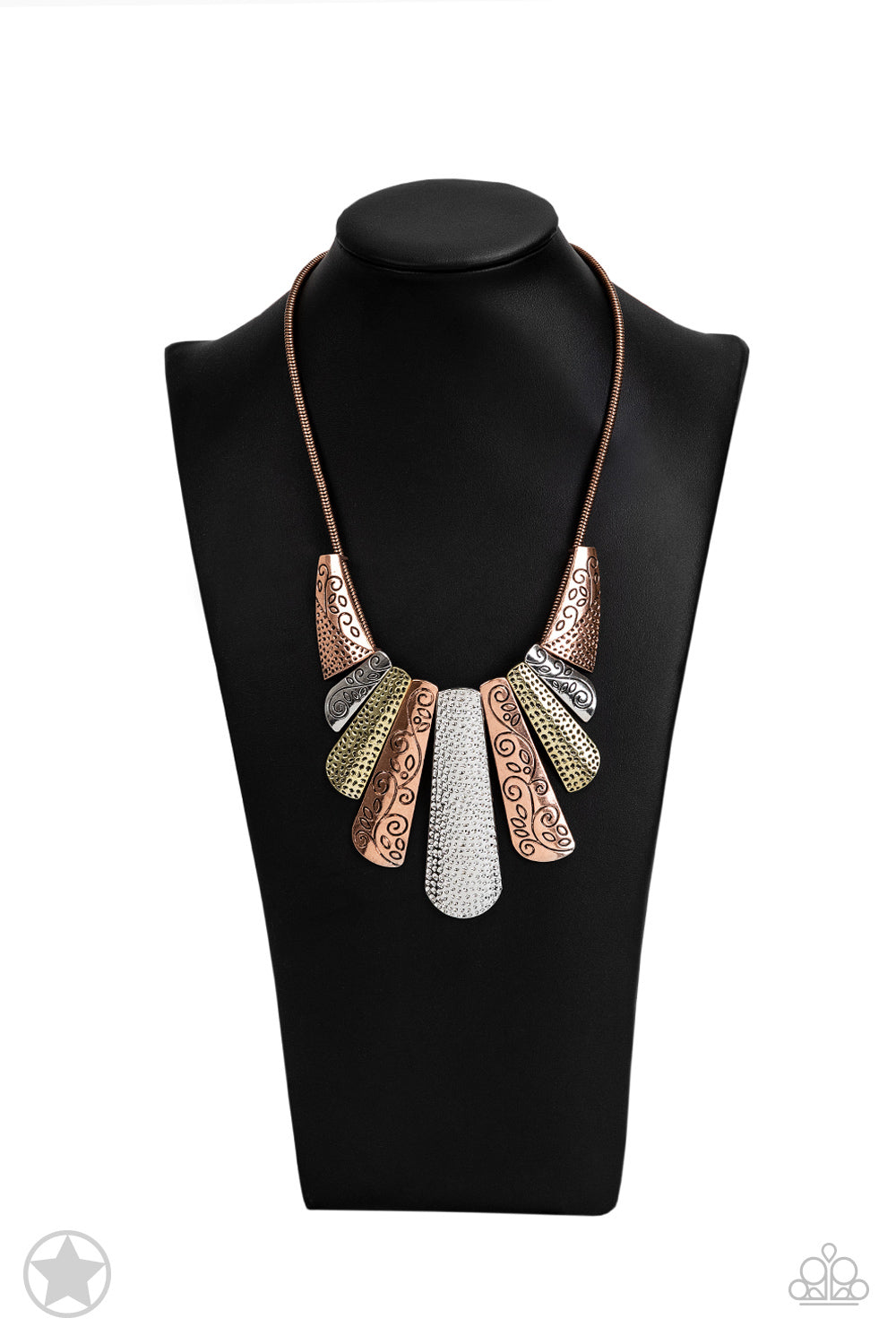 Untamed Multi Copper, Silver, Brass Blockbuster Necklace Paparazzi N0139