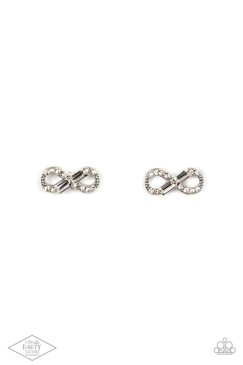 Turn Of The Century White Post Earring Black Diamond Exclusive Life Of The Party Paparazzi E0423