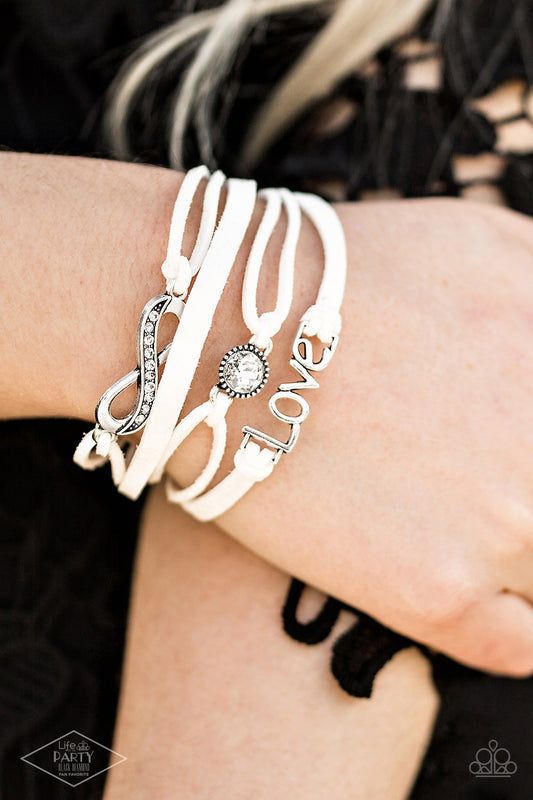 Infinitely Irresistible - White Infinity Love Bracelet Black Diamond Exclusive Life Of The Party Paparazzi B0510