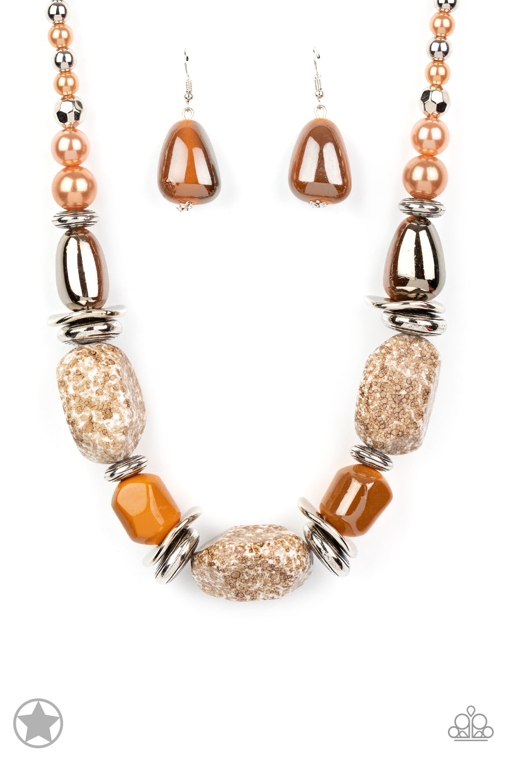 In Good Glazes Peach Brown Blockbuster Necklace Paparazzi N0685