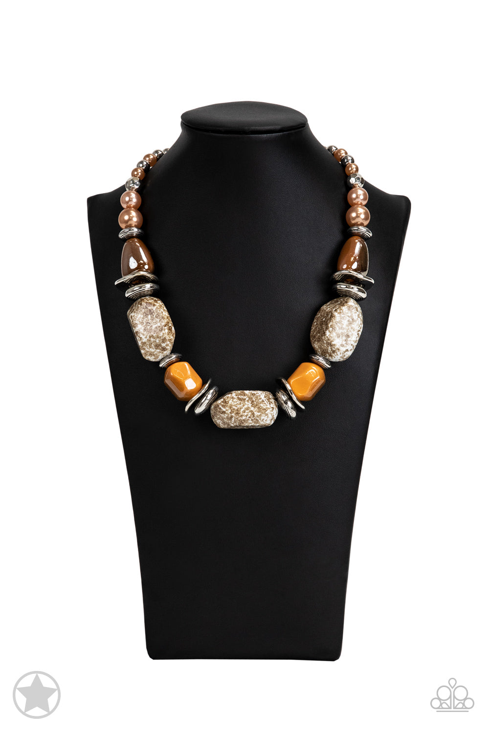 In Good Glazes Peach Brown Blockbuster Necklace Paparazzi N0685