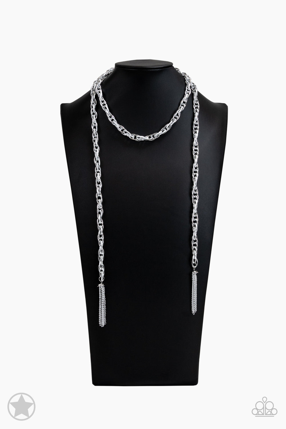 Scarfed For Attention Silver Chain Scarf Blockbuster Necklace Paparazzi N0664