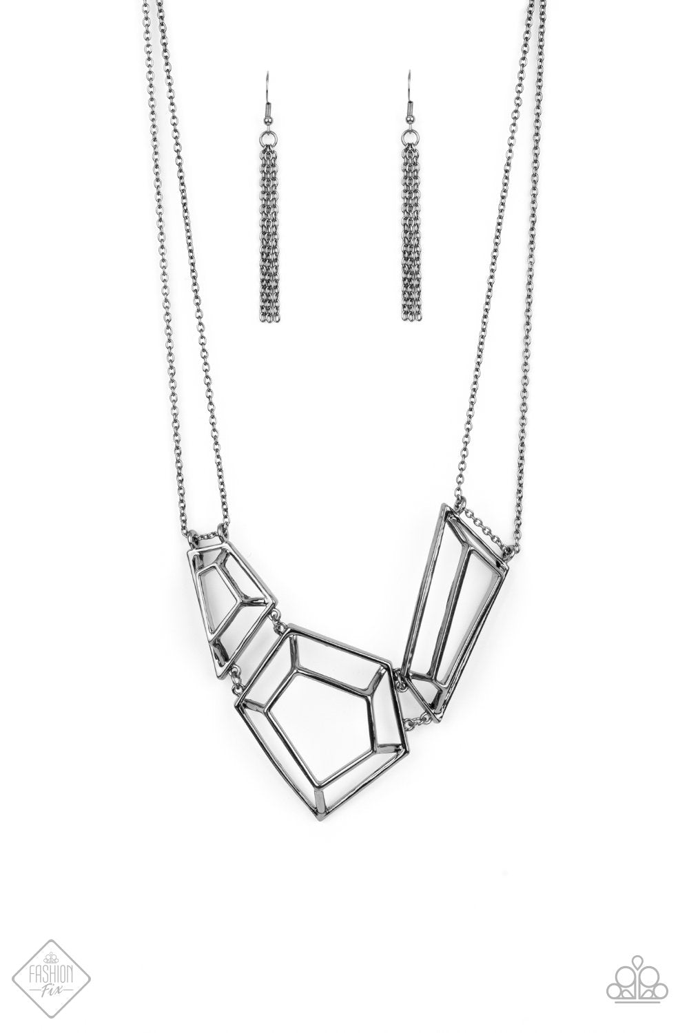 3-D Drama Black 3-Dimensional Necklace August 2021 Fashion Fix Paparazzi N0548