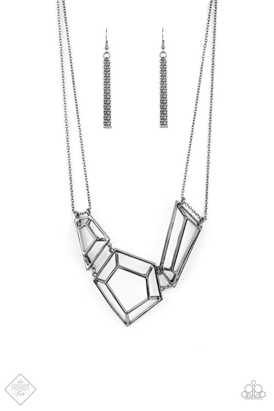 3-D Drama Black 3-Dimensional Necklace August 2021 Fashion Fix Paparazzi N0548