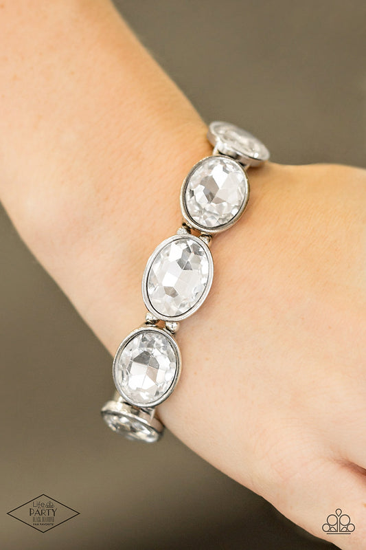 DIVA In Disguise - White Gem Bracelet Black Diamond Exclusive Life Of The Party Paparazzi B0182