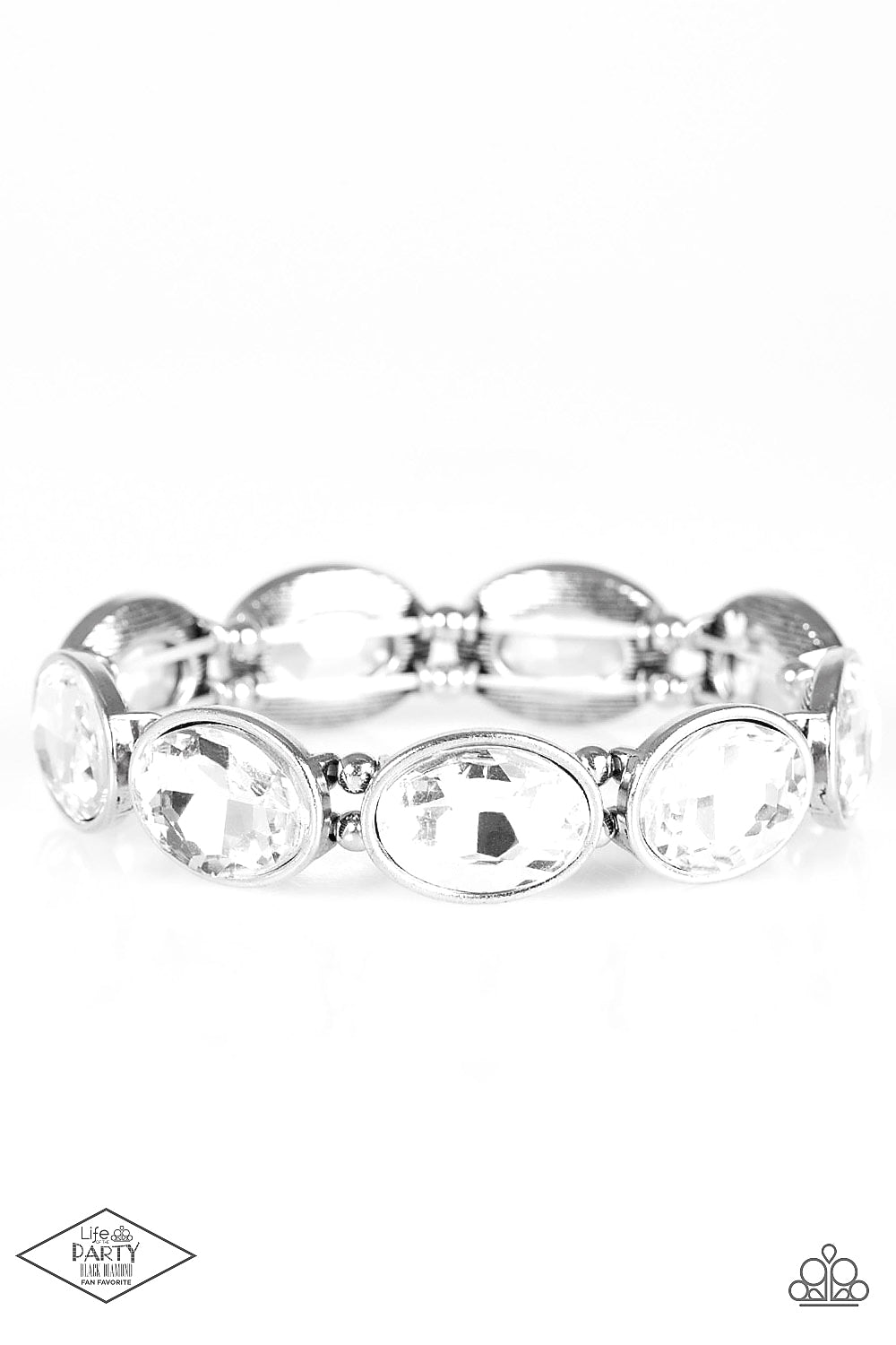 DIVA In Disguise - White Gem Bracelet Black Diamond Exclusive Life Of The Party Paparazzi B0182