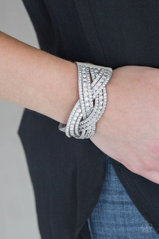 Bring On The Bling Silver Gray White Rhinestone Urban Bracelet Paparazzi B0227