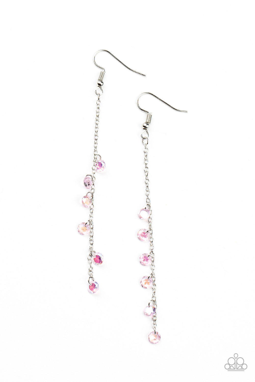 Extended Eloquence - Pink Iridescent Rhinestone Earring Paparazzi E0596