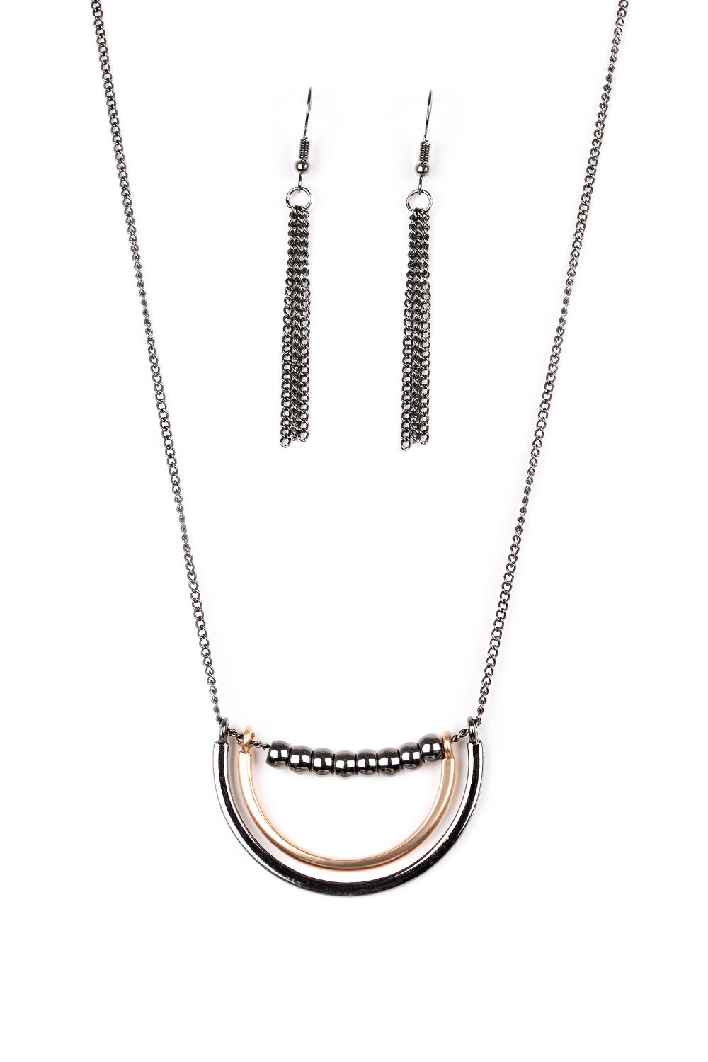 Artificial Arches - Black Gunmetal Gold Necklace Paparazzi N0682