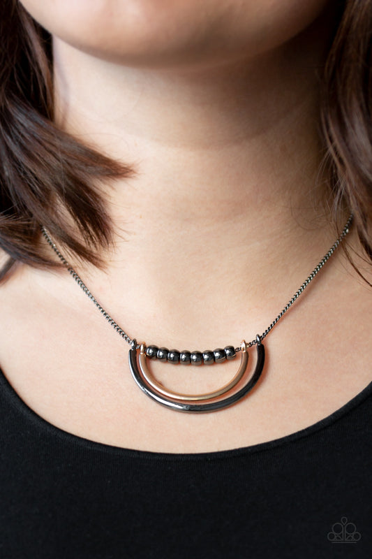 Artificial Arches - Black Gunmetal Gold Necklace Paparazzi N0682