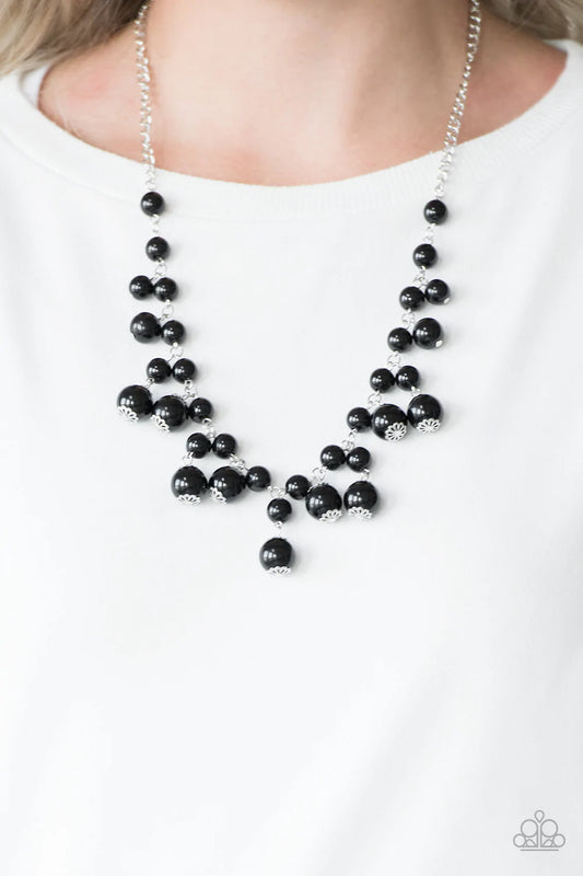Soon To Be Mrs. Black Bead Silver Necklace Paparazzi N0983