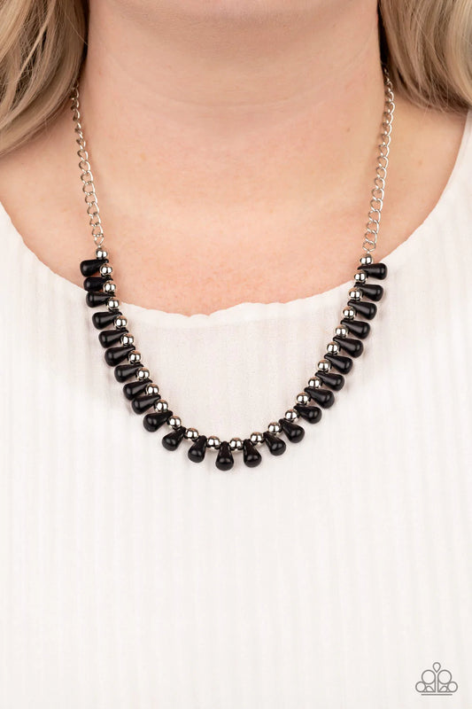 Extinct Species Black Stone Silver Necklace Paparazzi N0957