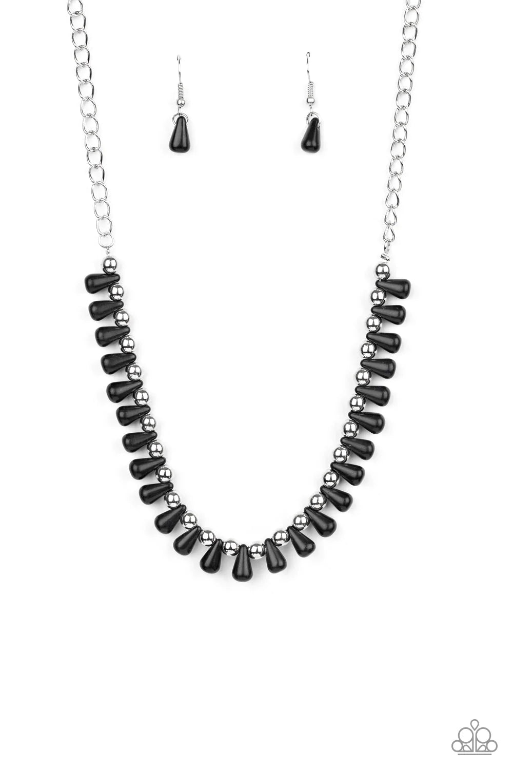 Extinct Species Black Stone Silver Necklace Paparazzi N0957