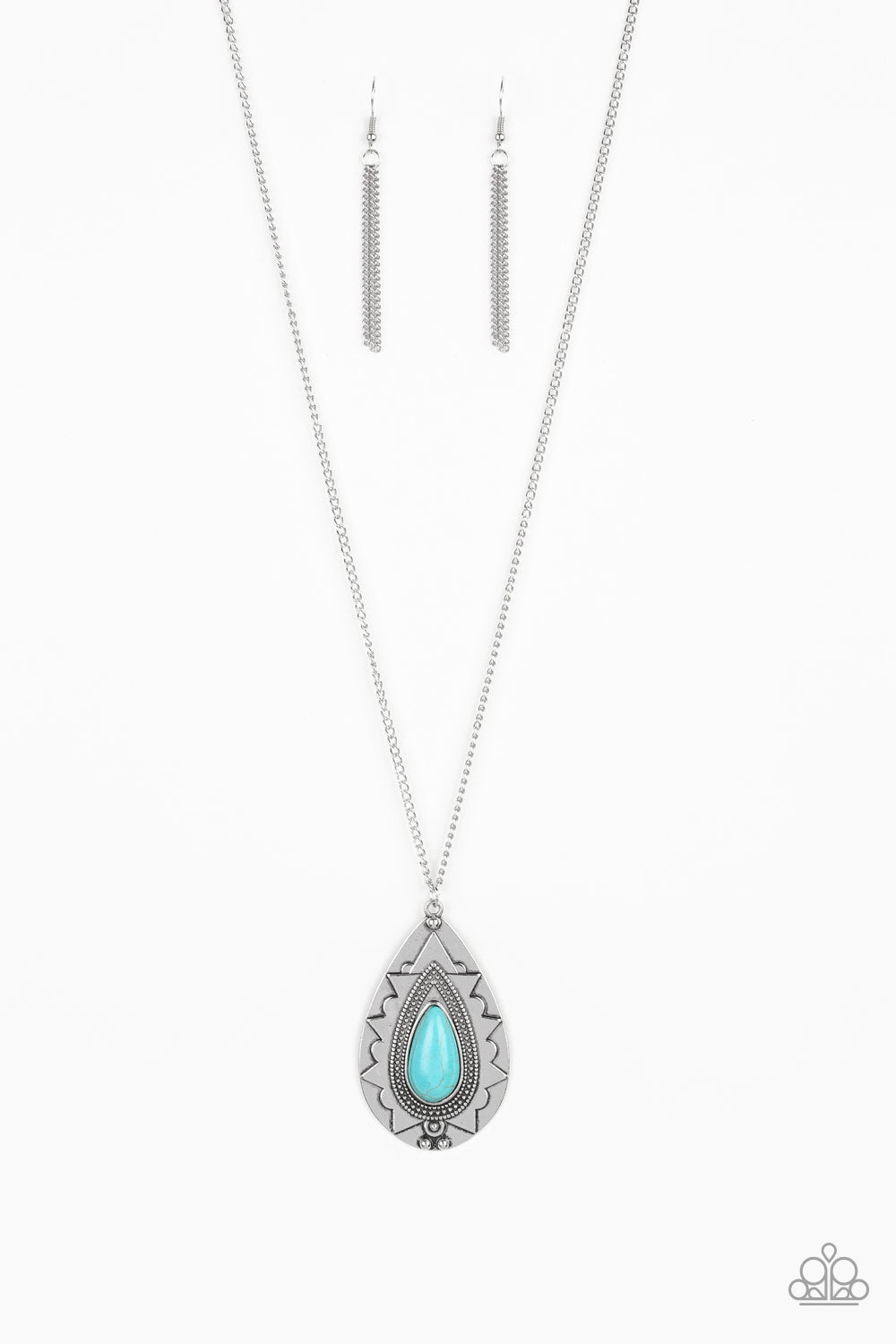 Sedona Solstice - Blue Cracked Stone Necklace Paparazzi N0565