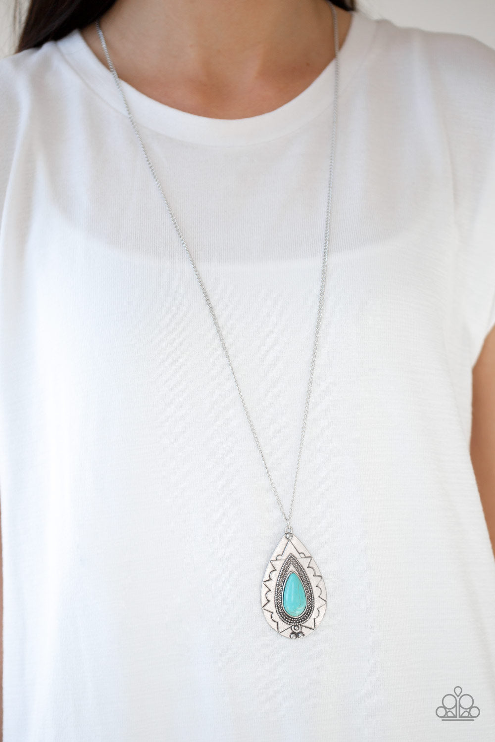 Sedona Solstice - Blue Cracked Stone Necklace Paparazzi N0565