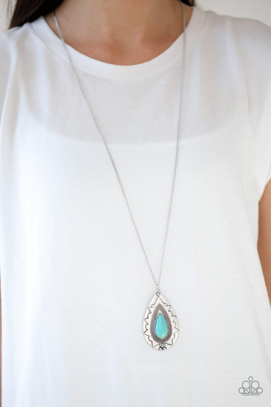 Sedona Solstice - Blue Cracked Stone Necklace Paparazzi N0565