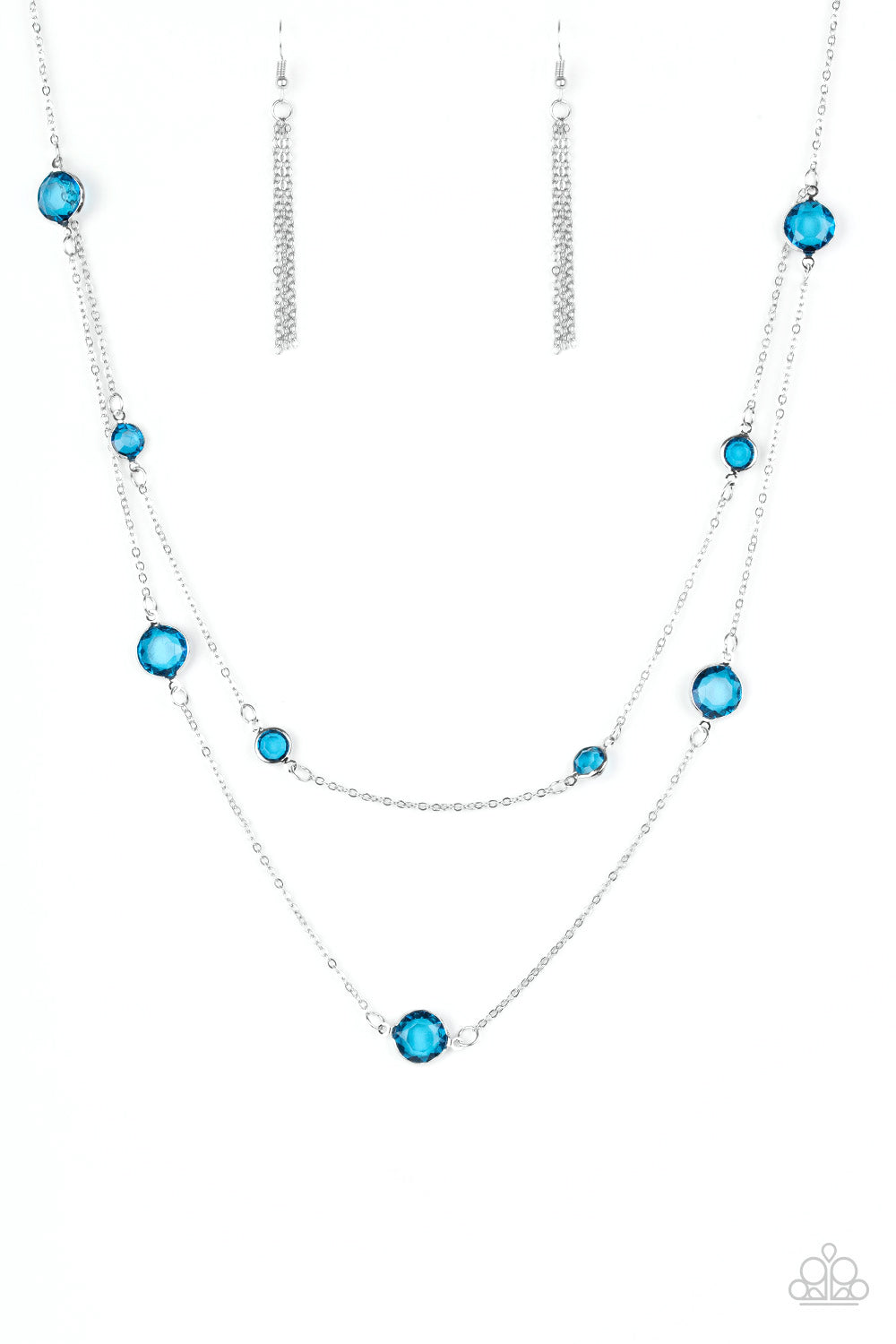 Raise Your Glass - Blue Glassy Gem Double Layer Necklace N1572