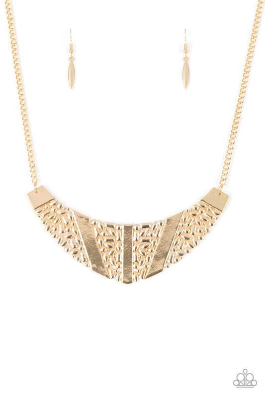 Terra Trailbreaker Gold Frame Necklace Paparazzi N0177