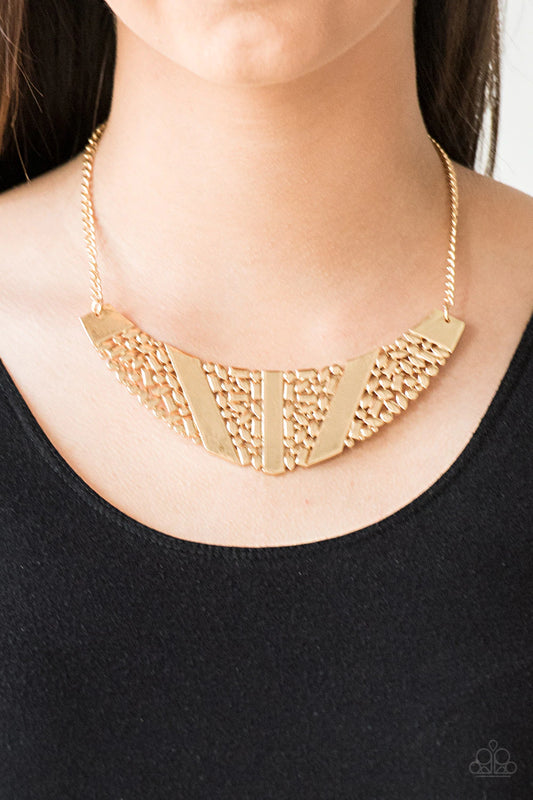 Terra Trailbreaker Gold Frame Necklace Paparazzi N0177