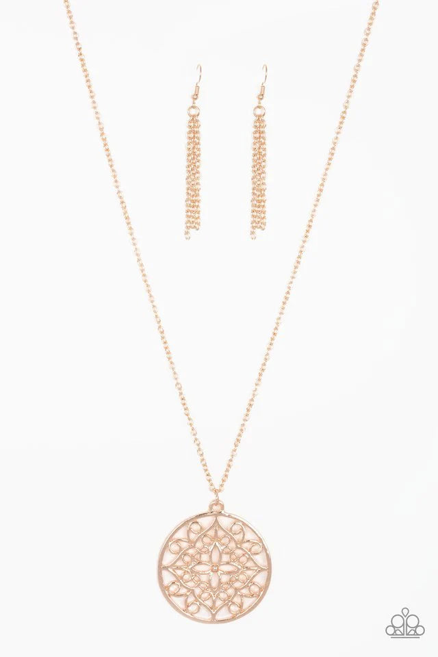 Madala Melody Rose Gold Floral Necklace Paparazzi N0974