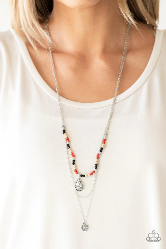 Mild Wild Multi Colored Bead Triple Chain Necklace Paparazzi N0832