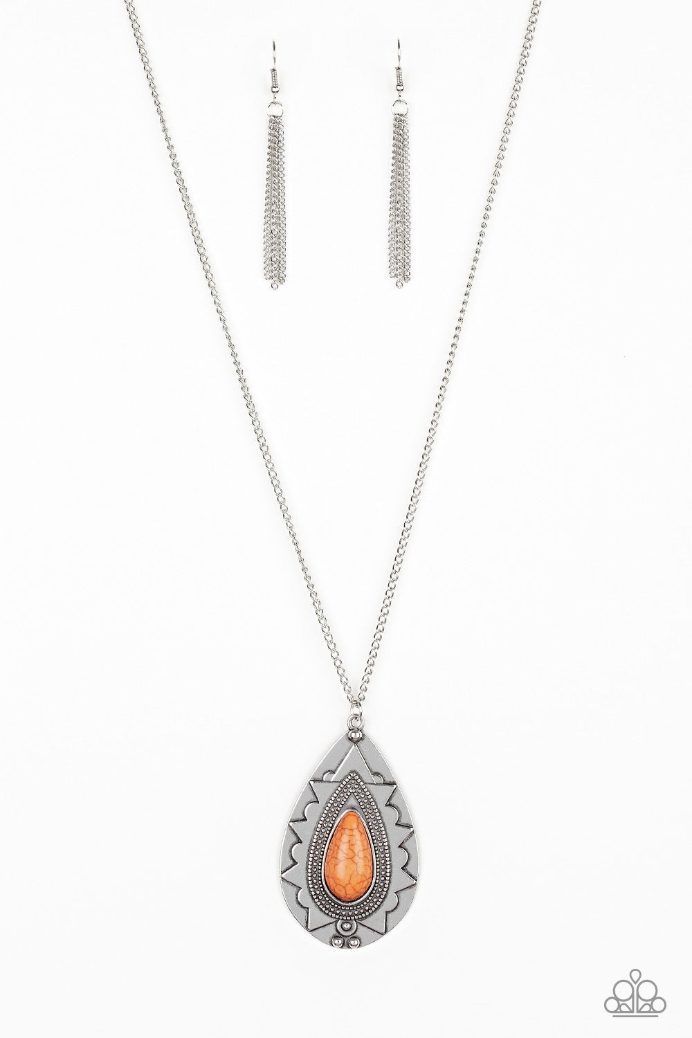 Sedona Solstice Orange Cracked Stone Necklace Paparazzi N0149