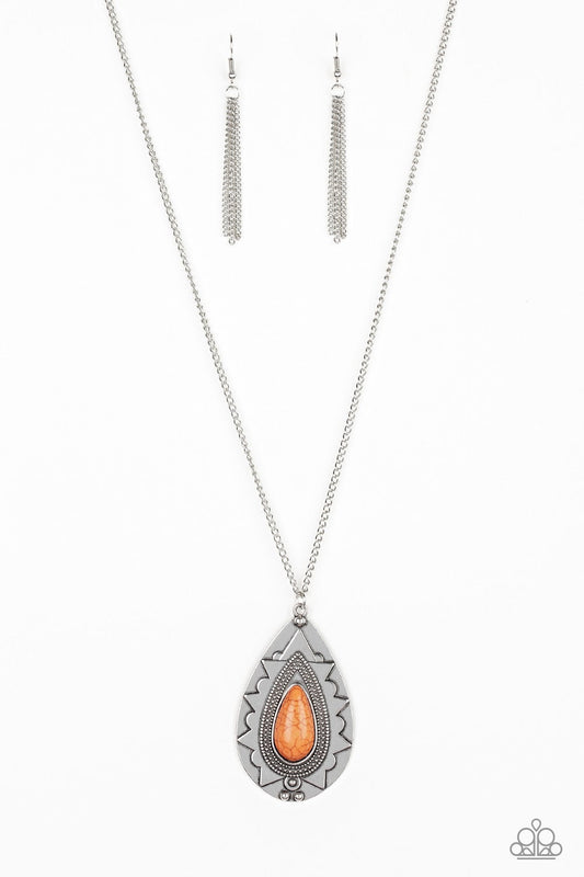 Sedona Solstice Orange Cracked Stone Necklace Paparazzi N0149