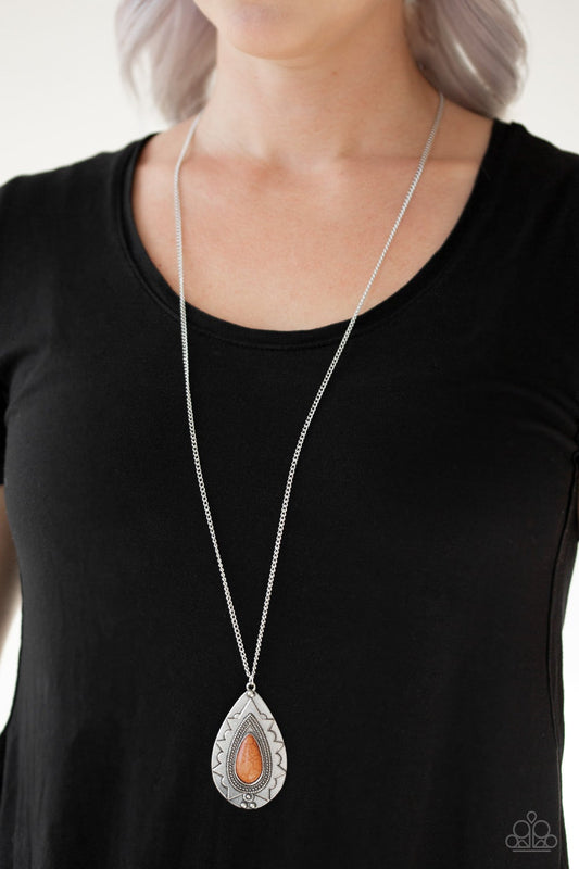 Sedona Solstice Orange Cracked Stone Necklace Paparazzi N0149