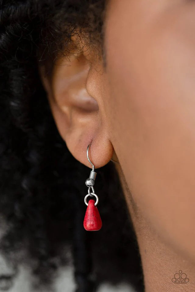 Extinct Species Red Teardrop Santa Fe Style Stone Necklace Paparazzi N0960