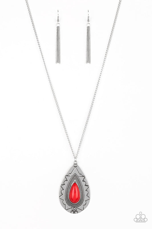 Sedona Solstice Red Cracked Stone Necklace Paparazzi N0493