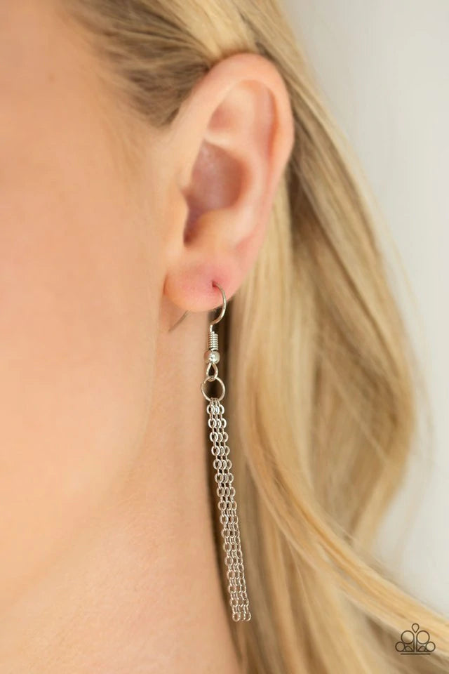 Totally Tassel Silver Textures Necklace Paparazzi N0054