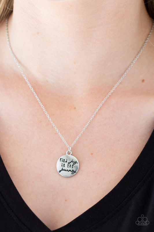 Find Joy - Silver Inspirational Necklace Paparazzi N0408