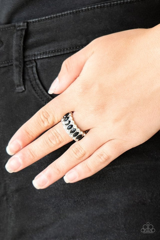 Radical Riches Black White Rhinestone Ring Paparazzi R0231