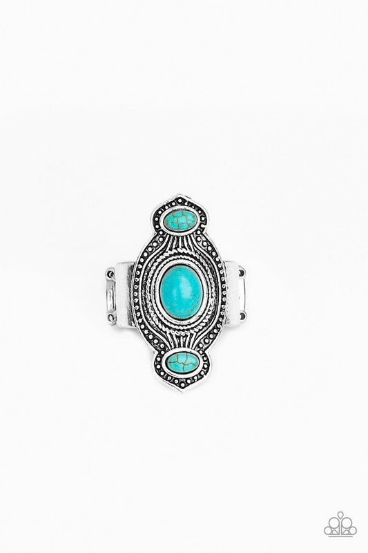 Dune Drifter Blue Cracked Stone Ring Paparazzi R0080
