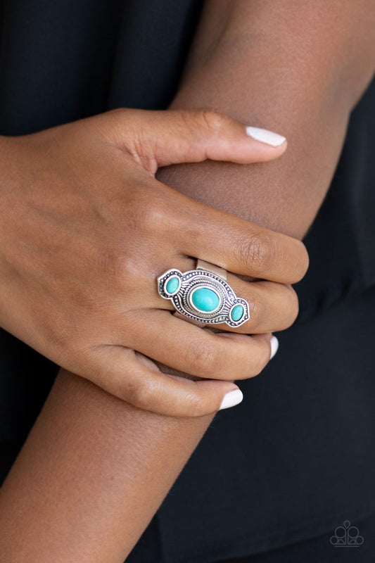 Dune Drifter Blue Cracked Stone Ring Paparazzi R0080