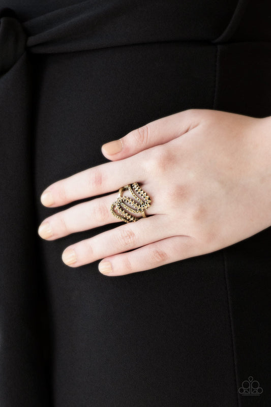 Make Waves Topaz Rhinestone Brass Ring Paparazzi R0037
