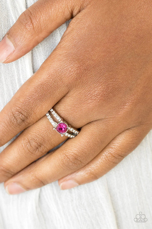 Dream Sparkle Pink & White Rhinestone Ring Paparazzi R0390