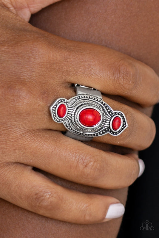 Dune Drifter Red Cracked Stone Ring Paparazzi R0009