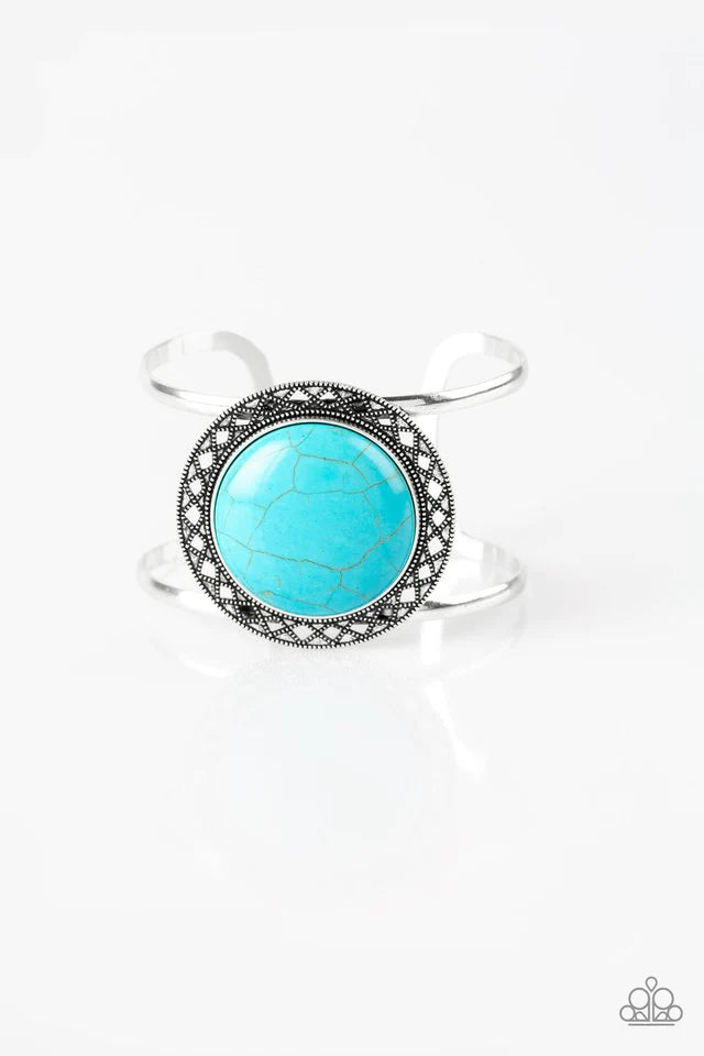 RODEO  Rage Blue Turquoise Stone Cuff Bracelet Paparazzi B0105