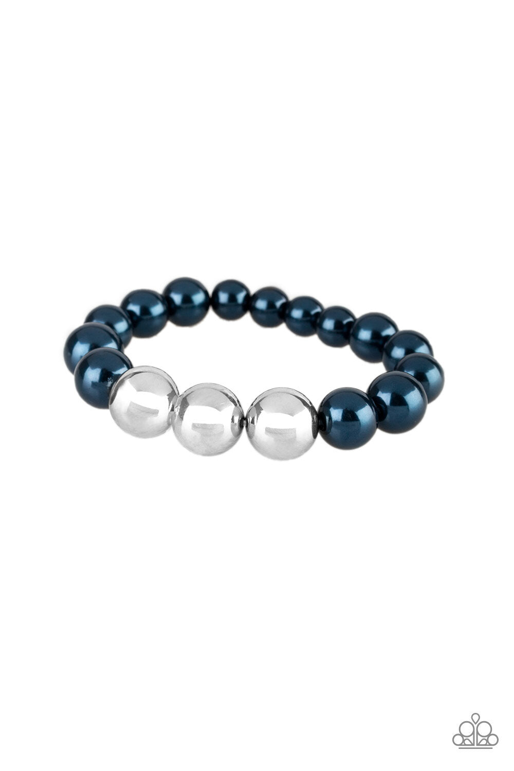 All Dressed Uptown Blue Silver Stretchy Bracelet Paparazzi B0044